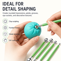 Ensemble de 4 outils de modelage à bille pour pâte polymère et poterie, 8 tailles de billes en acier inoxydable, 7 options de couleurs OEM