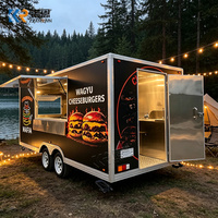 Remorque à hamburgers de 5 m, remorque de restauration personnalisée avec cuisine complète, double essieu, grande fenêtre de service pour la vente de nourriture de rue