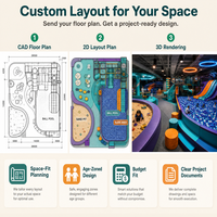 Parque Infantil Comercial Interior, Diseño Personalizado en Colores Pastel, Zona de Saltos, Foso de Espuma, Circuito Ninja, Certificado CE ASTM, Proyecto FEC