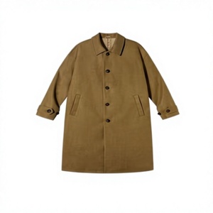 Abrigo de lana para hombre, largo, con cuello vuelto, de un solo botón, color liso, manga regular. - Product Image 2