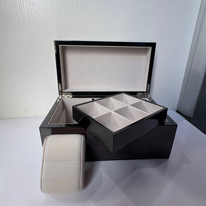 DS DSO-1085 Handcrafted Wooden Watch <b>Box</b> Square Shape Stylish Storage Display Precious Timepieces PC Suede Leather Materials - Product Image 3