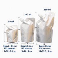 Pochette Doypack à bec verseur en aluminium argenté, personnalisable, de qualité alimentaire pour liquides