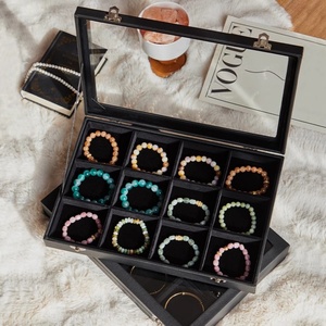 Ring Storage <b>Box</b> for 100 Rings Jewelry Organizer Display Tray Clear Window Dustproof Rectangle Design 35x24x5cm Home Storage - Product Image 2