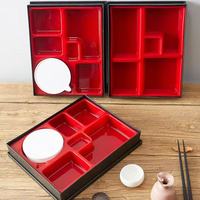 Boîte à bento réutilisable en plastique ABS de style japonais à cinq compartiments avec couvercle pour le déjeuner, la restauration, les sushis