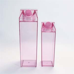 Pink Milk Carton <b>Water</b> Bottle Square Plastic Cute Reusable Juice Cup Portable Drink <b>Container</b> for Sports Camping School Office - Product Image 6