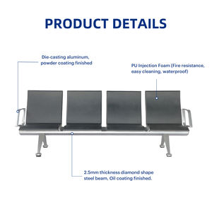 Banc d'attente moderne en métal et PU pour hôpital, aéroport, banque, 3 à 5 places, pour utilisation en extérieur - Product Image 5