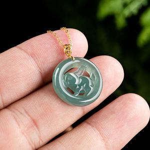 จี้หยกเจไดต์สีน้ำเงินรูปกระต่าย ประดับทอง 18K เครื่องประดับสำหรับผู้หญิง พร้อมใบรับรองการประเมิน D153 - Product Image 3