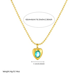 Heart Shape Rhinestone Pendant Necklace Gold Tone Bezel Setting Clavicle Chain Gift Jewelry N3304 - Product Image 3