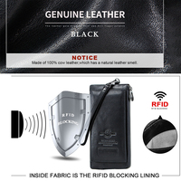 Dompet Panjang Kulit Asli RFID Kasual Tipis untuk Pria dengan Kantong Ponsel, Dompet Gelang Unik Berkapasitas Besar