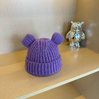 Bonito gorro de punto para niños con pompón, gorro cálido de lana de doble bola para bebés y niñas