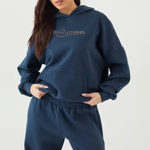 Ensemble deux pièces décontracté pour femme, imprimé, avec sweat à capuche et pantalon de survêtement à manches longues, idéal pour l'automne et l'hiver - Product Image 1