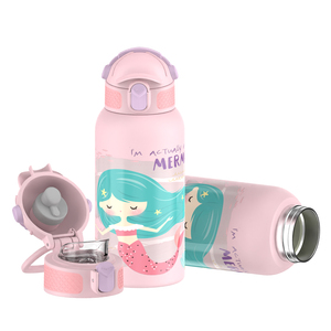 550ml 3d Printing Baseball Cap Lid Mermaid Printing Double-wall Stainless Steel <b>Bottle</b> Vacuum <b>Flask</b> For Kids Travel Drinkware - Product Image 1