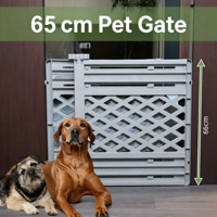 Barrière de sécurité pour animaux de compagnie en plastique, extensible, à fixation par pression, pour portes et escaliers, fabriquée par USMILEPET