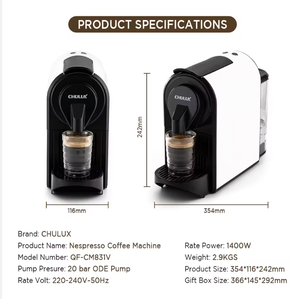Machine à café à capsules domestique 20 bars, expresso italien entièrement automatique, compatible avec les dosettes, chauffage rapide - Product Image 6