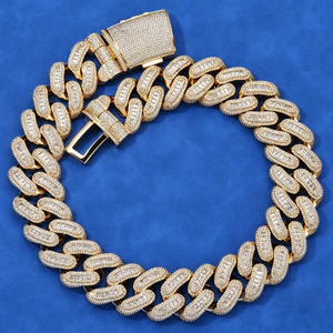 สร้อยคอคิวบันฮิปฮอปสั่งทำพิเศษ ประดับเพชรโมอิสซาไนต์ เงินแท้ 925 แบบไมอามี่ลิงค์ ผ่านการทดสอบเพชร VVS1 - Product Image 6