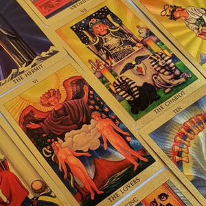 Jeu de tarot spirituel doré, édition espagnole, cartes dorées de luxe pour la divination - Product Image 6
