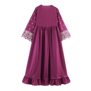 Robe longue <span class=keywords><strong>bohème</strong></span> brodée personnalisée 2026 - Coupe décontractée, manches courtes, boutonnée, style <span class=keywords><strong>bohème</strong></span>, OEM/ODM par une usine de vêtements chinoise - Product Image 2