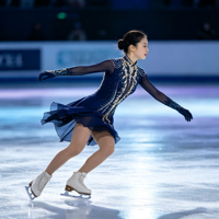 Robe de patinage artistique bleu marine à col montant, manches longues en résille, costume de compétition orné de strass, personnalisable pour enfants, adolescents et adultes, OEM