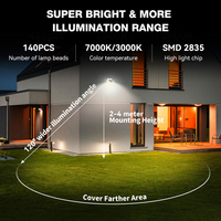 Nouvelle conception, lumière solaire murale extérieure sans fil étanche IP65 avec détecteur de mouvement, 140 LED, lumière de sécurité nocturne