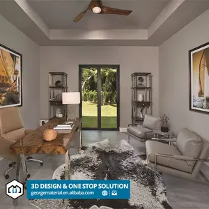 当代简洁风格3D渲染现代别墅布局房屋平面图施工图室内设计家居装饰