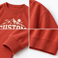 Sweat-shirt à col rond rouge rouille en gros avec imprimé graphique paysage montagneux personnalisé, vêtement décontracté à manches longues pour les détaillants de vêtements