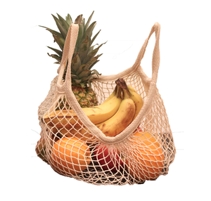 Bolsa de Mano de Algodón Natural con Asa Corta/Larga, Diseño a Rayas, para Almacenamiento de Verduras - Product Image 1