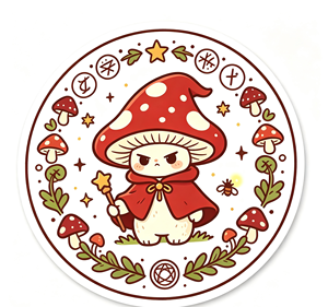 Décoration murale ronde en métal en forme de champignon mignon, artisanat de dessin animé, ornement fantaisie rouge et blanc pour la décoration de la pièce - Product Image 3