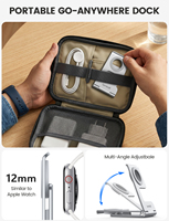 Support de charge pliable pour montre connectée Lamicall STDW02 argenté, support de charge portable pour bureau et voyage, compatible avec les appareils de 38 à 49 mm