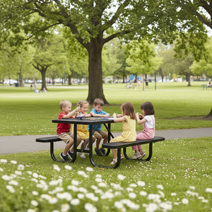 طاولة طعام خارجية مستطيلة حديثة قابلة للتمديد مقاس 72 بوصة مع مجموعة كراسي، مصنوعة من المعدن الأسود والبلاستيك الحراري - Product Image 2