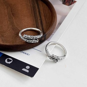 Anillo Abierto de Plata de Ley S925 Ruitai, Diseño Coreano para Mujer, Joyería Fina con Textura Retro para Uso Diario - Product Image 3