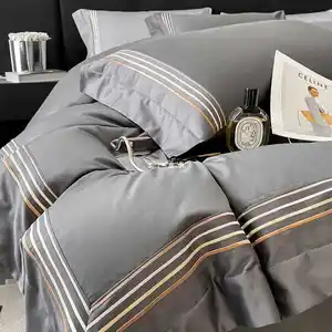 400TC tấm ga trải giường đặt Nữ Hoàng kích thước 100% Ai Cập bông đẹp thêu Duvet cover Set