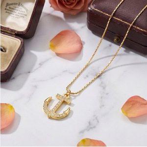 yunnique Anchor Necklace Gold Color 18K Stainless Steel Zircon Pendant Women's Jewelry Gift Fashion Choker - Product Image 3