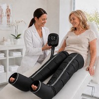 Bottes de récupération à compression d'air à 5 chambres OEM, logo personnalisé, masseur de jambes sans fil, 6 modes, 8 niveaux, enveloppement complet des jambes pour la salle de sport et le bureau