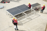 Plateforme de scène en aluminium modulaire à hauteur réglable avec rampe et escalier, pour concerts en plein air, événements, mariages, scène mobile