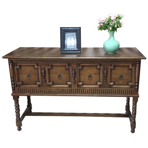 Antique Home Furniture <strong>Console</strong> <strong>Table</strong>/Buffet Sideboard <strong>Sofa</strong> <strong>Table</strong> with Storage Drawers and 2 Tiers Shelves Brown - Product Image 1