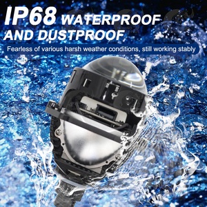 Phare de projecteur Bi <span class=keywords><strong>LED</strong></span> à double lentille laser T1W 55W 6500K Garantie Lentille 3 pouces Ampoule <span class=keywords><strong>LED</strong></span> H7 9-16V - Product Image 4