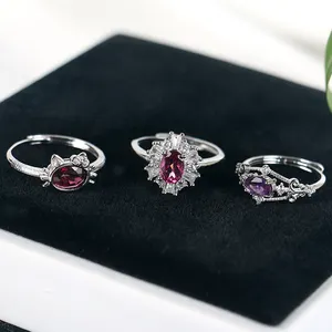 Factory Wholesale Natural Stone Exquisite Tourmaline Ghost Crystal Crystal Ring For Women