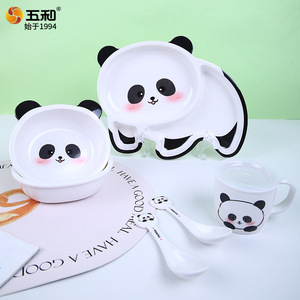 Wuhe Kids Panda Tableware Set Suction Bowl Plate Cup For Children Feeding Mealtime Use - Product Image 4