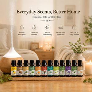 100% Pure Natural Essential Oil Gift Set 12 X 10ml Eco-Friendly Aroma <b>Diffuser</b> Bottles with <b>Lavender</b> Frankincense Mint-Top Grade - Product Image 3