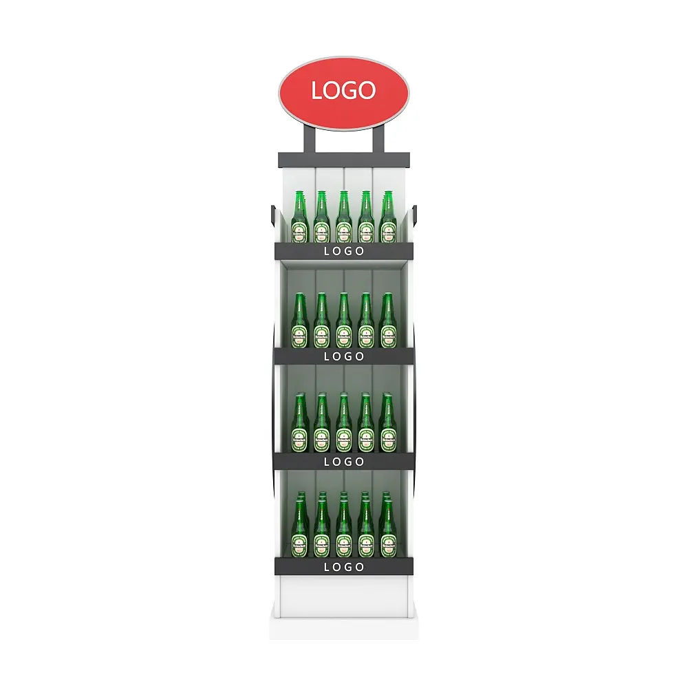 OEM logotipo personalizado marca minorista tienda de cerveza supermercado multiusos estante de madera vitrinas de vino para tiendas