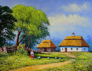Arte de pared hecho a mano para decoración del hogar, <span class=keywords><strong>pintura</strong></span> de <span class=keywords><strong>paisaje</strong></span> <span class=keywords><strong>Rural</strong></span> sobre lienzo - Product Image 1