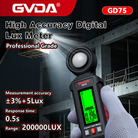Luxmètre numérique de qualité industrielle GVDA GD75, haute précision, résolution 0,1 LUX, plage de longueur d'onde 320-730 nm, écran LCD rétroéclairé