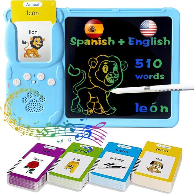 Spanish 255 510 Word Kid Electronic Talking Alphabet Interactive Read Learning Toy Early Education English French Italian Arabic
