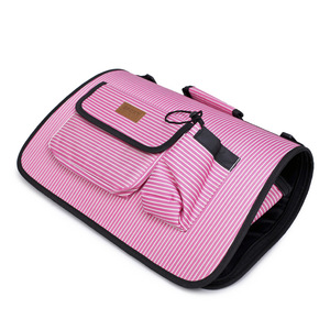 Pet Carrier <b>Backpack</b> Nylon Striped Pink Multi Functional Dog <b>Cat</b> Bag Portable Breathable Single Shoulder Design - Product Image 4