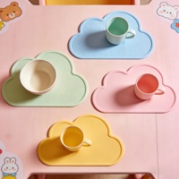 Set de table en silicone réutilisable sans BPA, forme nuage, antidérapant, pour bébés, tout-petits, maison, cuisine, salle à manger