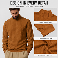Maglione da Uomo Personalizzato con Logo, Morbido Lavorato a Maglia con Collo Alto, Pullover Marrone Slim Fit Termico Casual per Autunno e Inverno