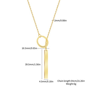 Collar de Moda con Colgante de Barra Circular en Acero Inoxidable Chapado en Oro de 18k para <span class=keywords><strong>Mujer</strong></span> - Product Image 6