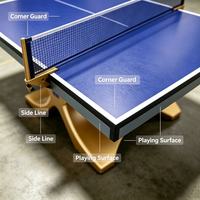 Table de tennis de table d'intérieur à base unique en forme de gourde, structure en acier robuste HDF avec kit de filet de luxe pour clubs et écoles - Vente en gros usine