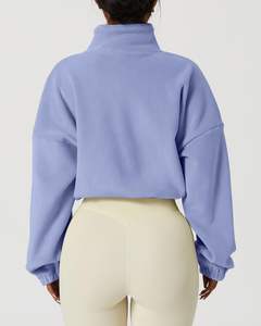 여성용 블레이저 숏 재킷 3D 패턴 따뜻한 겨울 긴 소매 버튼업 칼라 셰르파 크롭 코트 - Product Image 4