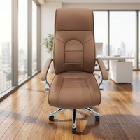 Chaise de bureau ergonomique moderne en aluminium Guanfu, en cuir PU et mousse PP, pliable, réglable en hauteur, pivotante, pour la maison et le bureau